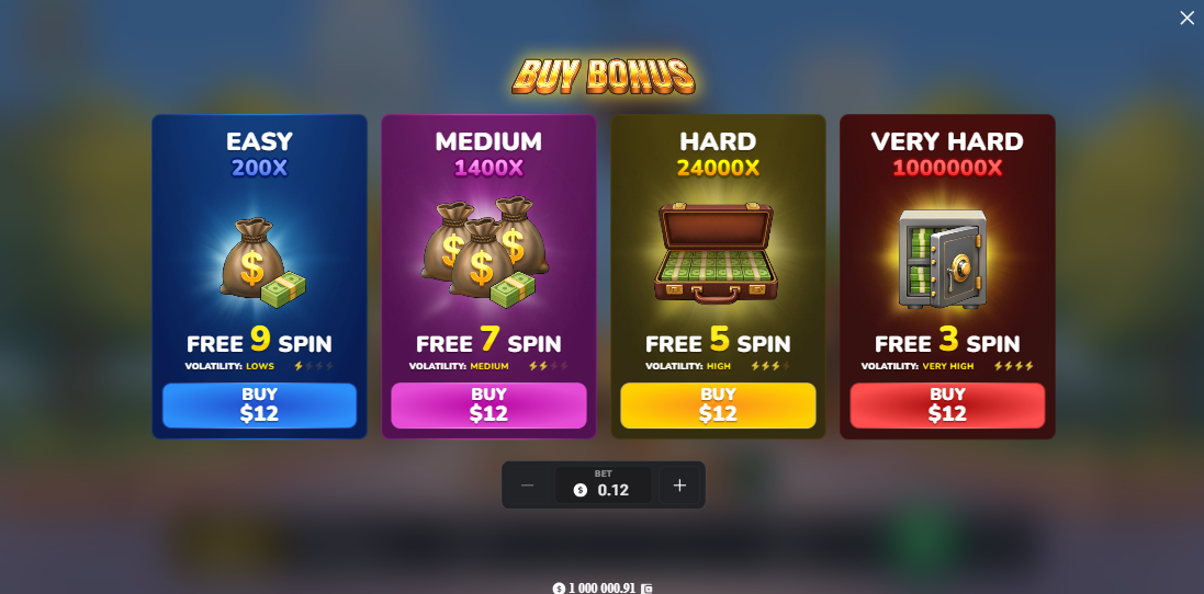 MegaBlock Empire Easy, Medium, Hard and Very Hard Bonus Buy options