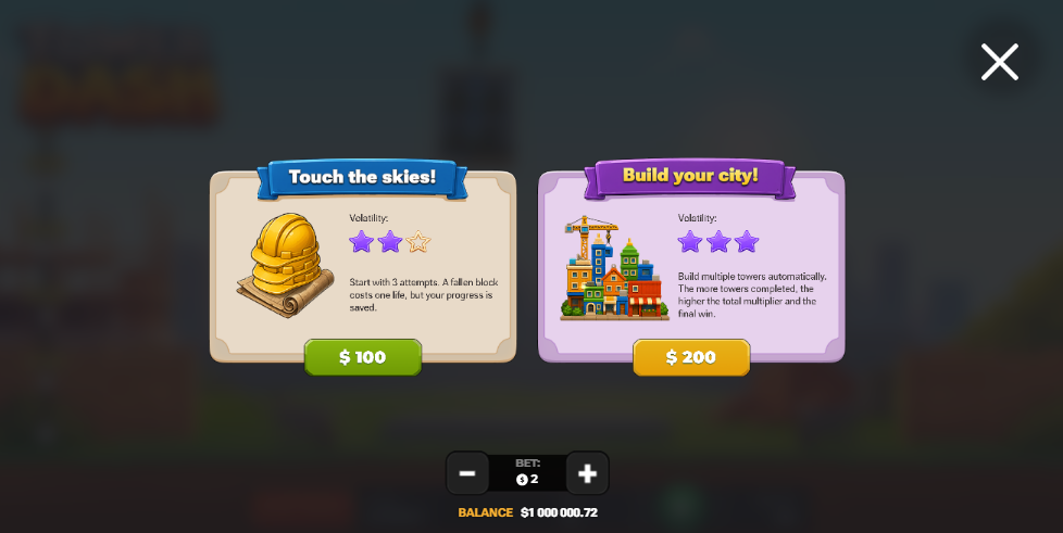 Tower Dash Bonus Buy modes