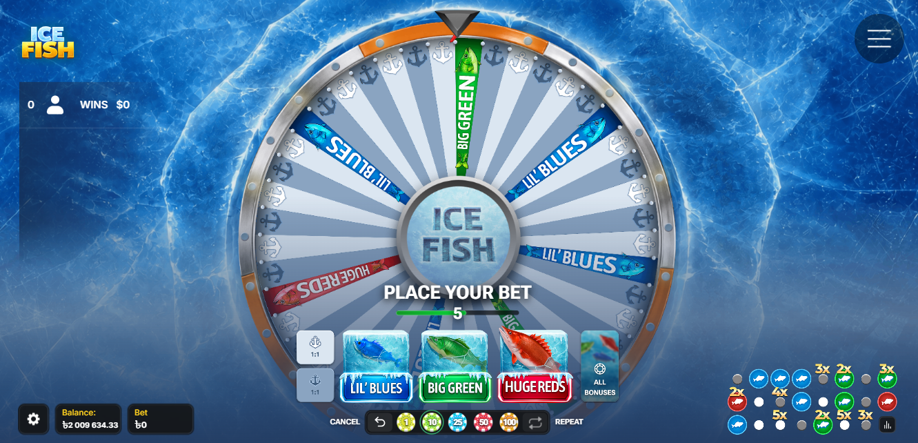 Ice Fish wheel and betting board